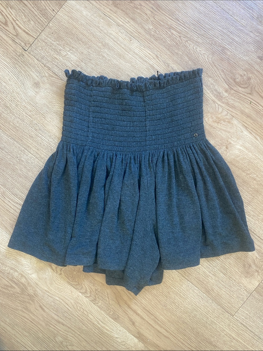 Natural Life Smocked Waist Shorts Gray Ruffle Flowy Boho Summer Loungewear XS